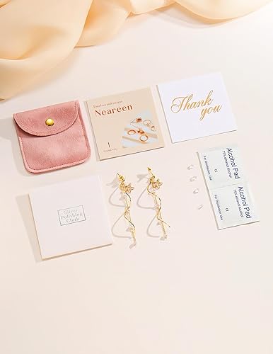 Miniatura 7 de Neareen Pearl Drop Earrings for Women Girls, 14K Gold Plated Dangle Earrings with 925S Post for Wedding