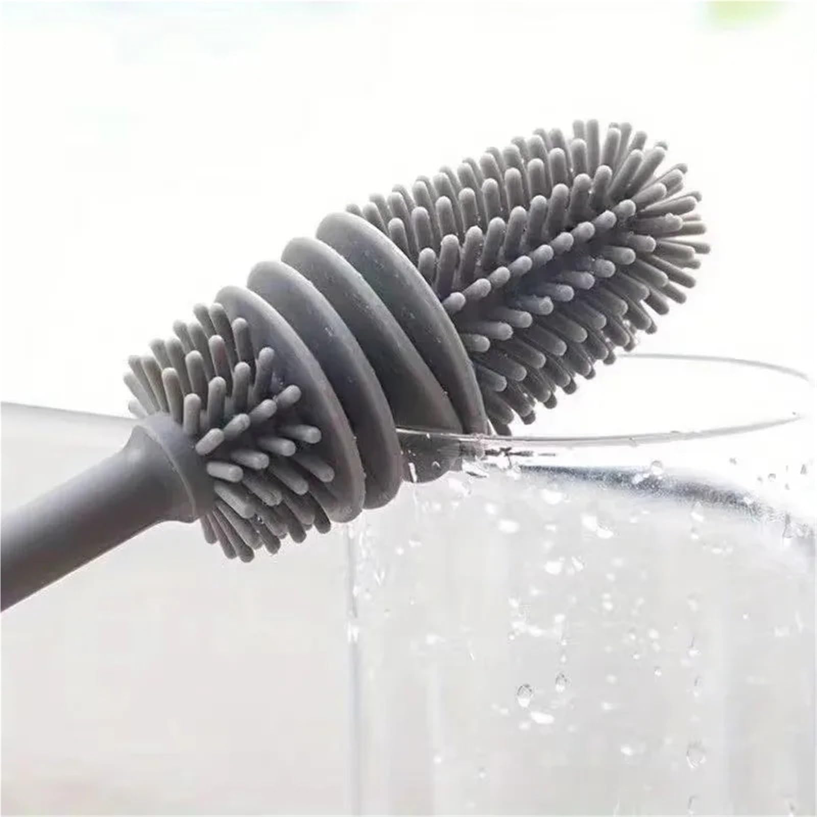 scovolino per bottiglie Spazzole for bottiglie di latte in silicone Manico lungo Bottiglia for bevande for pulizia tazza vetro Strumento for la della cucina(5Pcs M Grey)