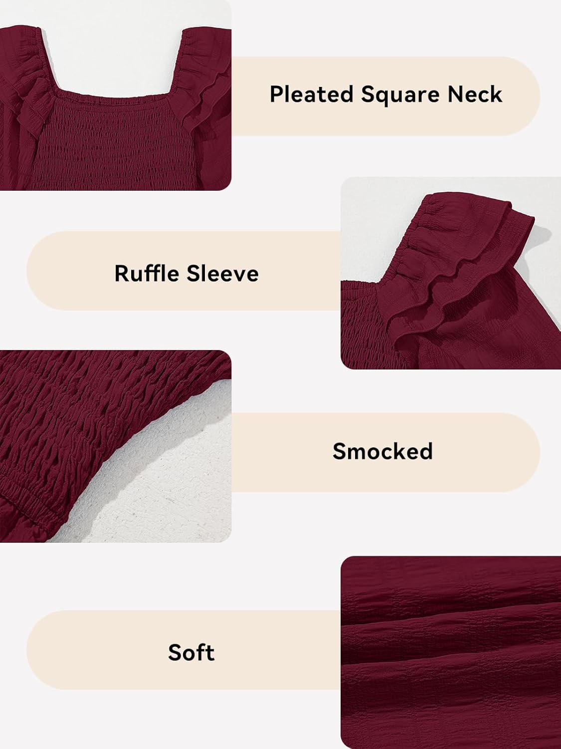 Girls Dresses with Tiered Ruffle Long Sleeve and Side Pockets, Smocked Fall Spring Dress for 6-13 Years - Image 5