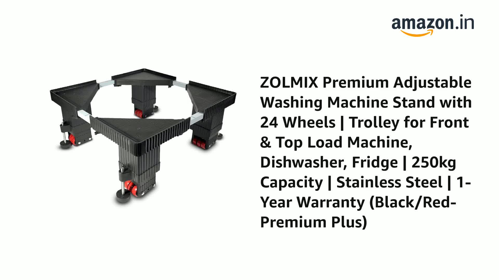 ZOLMIX® Premium Metal Top Load Washing Machine Stand/Trolley