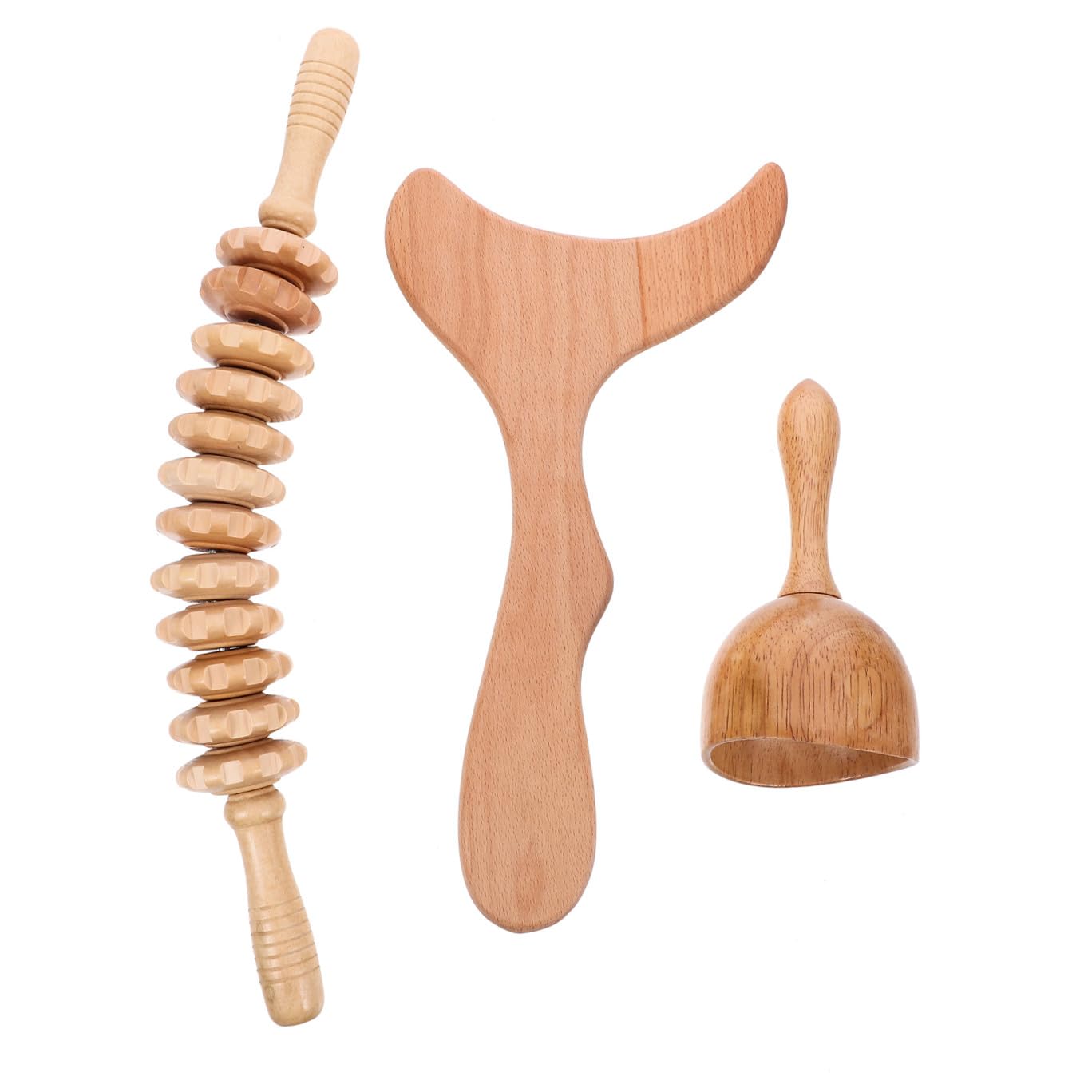 Angoily Masajeador Manual de Madera para Cuerpo y Cuello, Rodillos Ligeros Diseño Especial para Relajar Músculos y Fácil Transporte