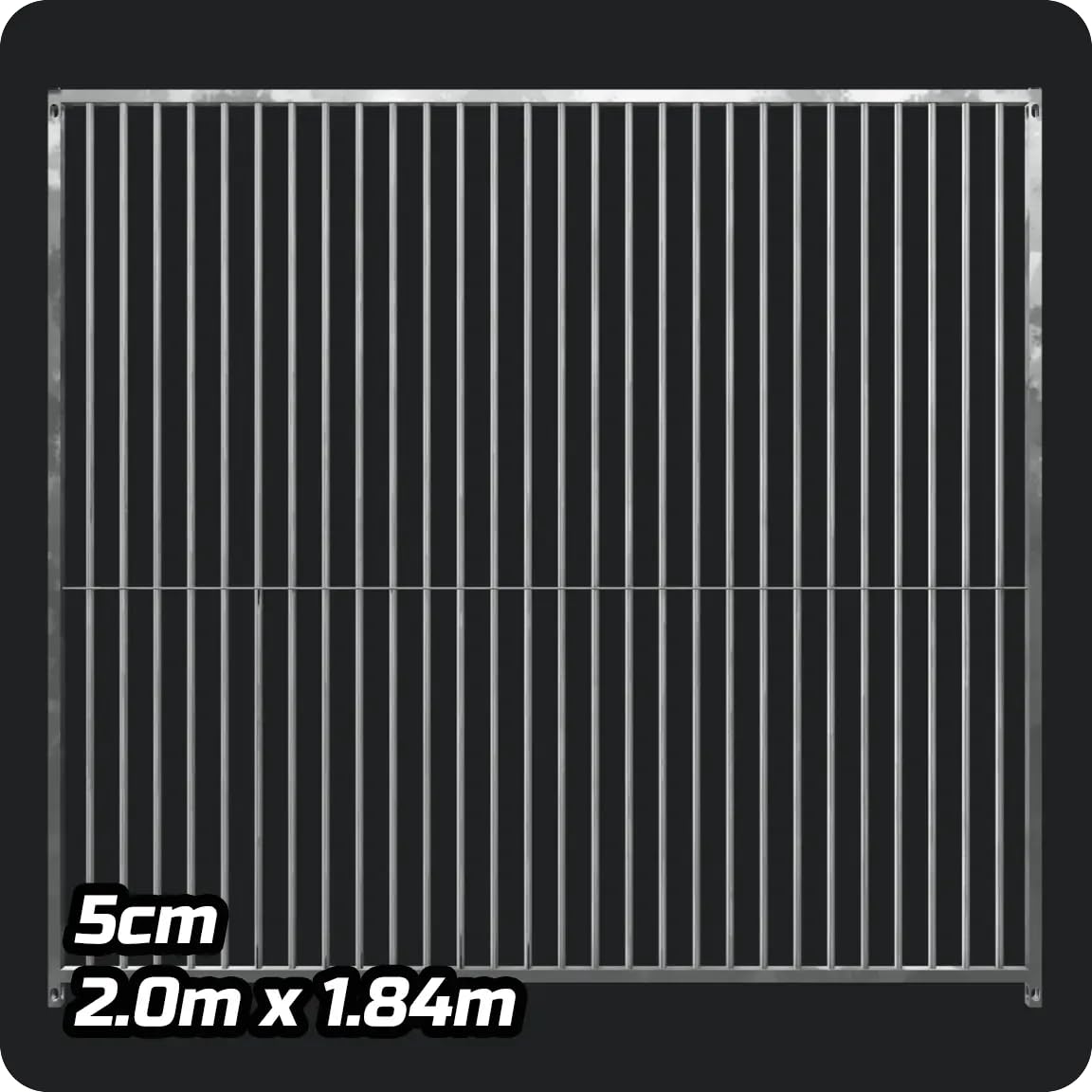 Heavy-Duty Galvanised Dog Run Panel, 2m x 184 cm, 5 cm Gap