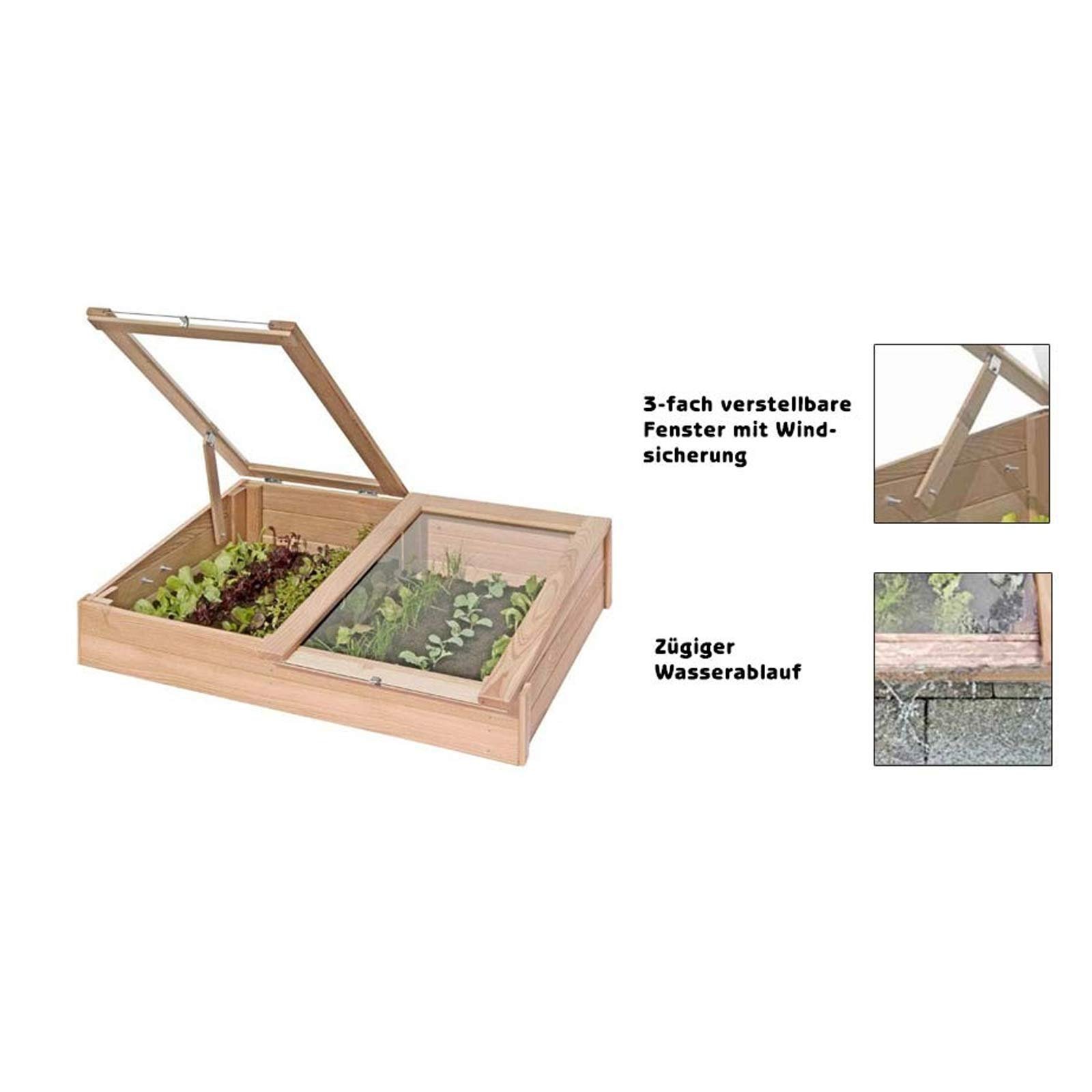 Semillero, cajonera para cultivo de madera de alerce, mini invernadero (119 x 80 x 30 cm de Gartenpirat®