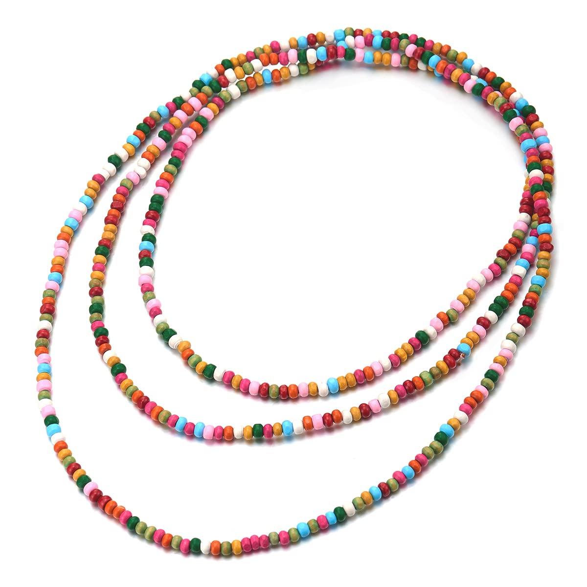Hermoso Colorido Madera Perla Largo Cadena Babero Gargantilla Collar con Colgante, Multicapa, Vestir Fiesta