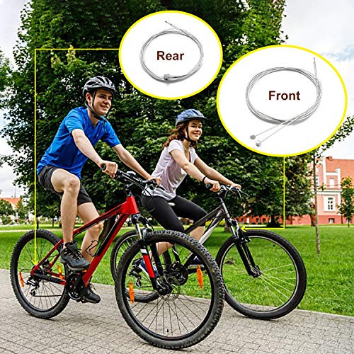 Image of 4PCS Premium Bike Brake Cable Set,Universal Standard Bicycle Brake Cable, Professional Bicycle Brake line For Front and Rear Mountain MTB or Road Bikes,include Free Cable Cap End Crimps accessories 2