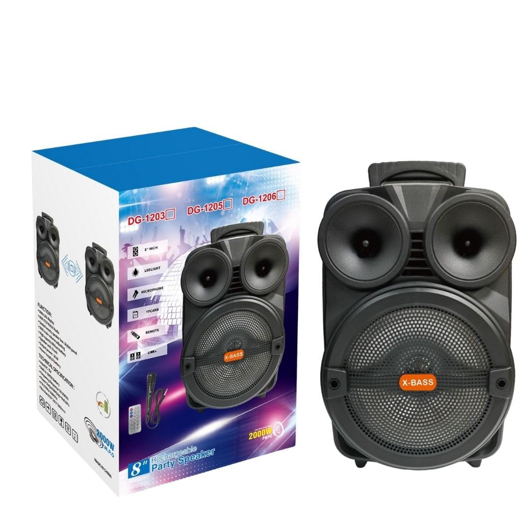 Max Star - Alltavoz Karaoke con Microfono - para Adultos y niños, con Mando Distancia, Bluetooth, USB, Radio FM, Display, Micro SD TF, Bateria Recargable con Pantalla LED DG1203.5.6