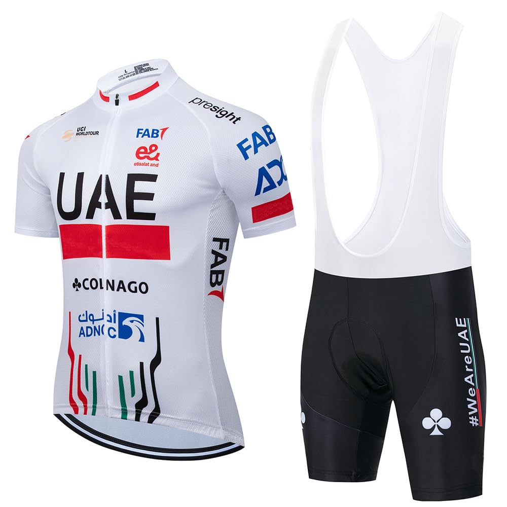 X-CQREG Men's Cycling Jersey Set 12D Gel Padded Cycling Jersey + Bib Shorts & Pants & Clothing Kit for Mountain Bike Quick Dry, White1, XL