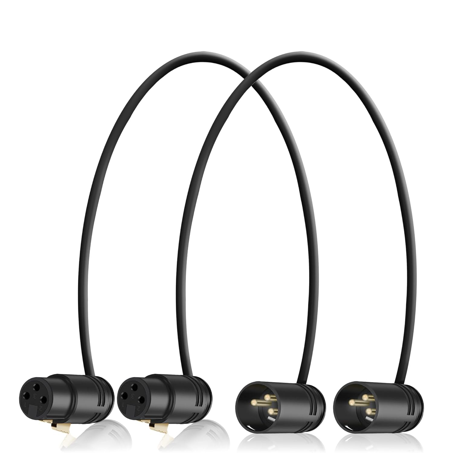 HQRP 2-Pack 3-Pin XLR Female to 3-Pin XLR Male Adjustable-Angle Low-Profile Cables Compatible with Sound Devices 302, 552, 633, 688, 788T Mixer/Recorder