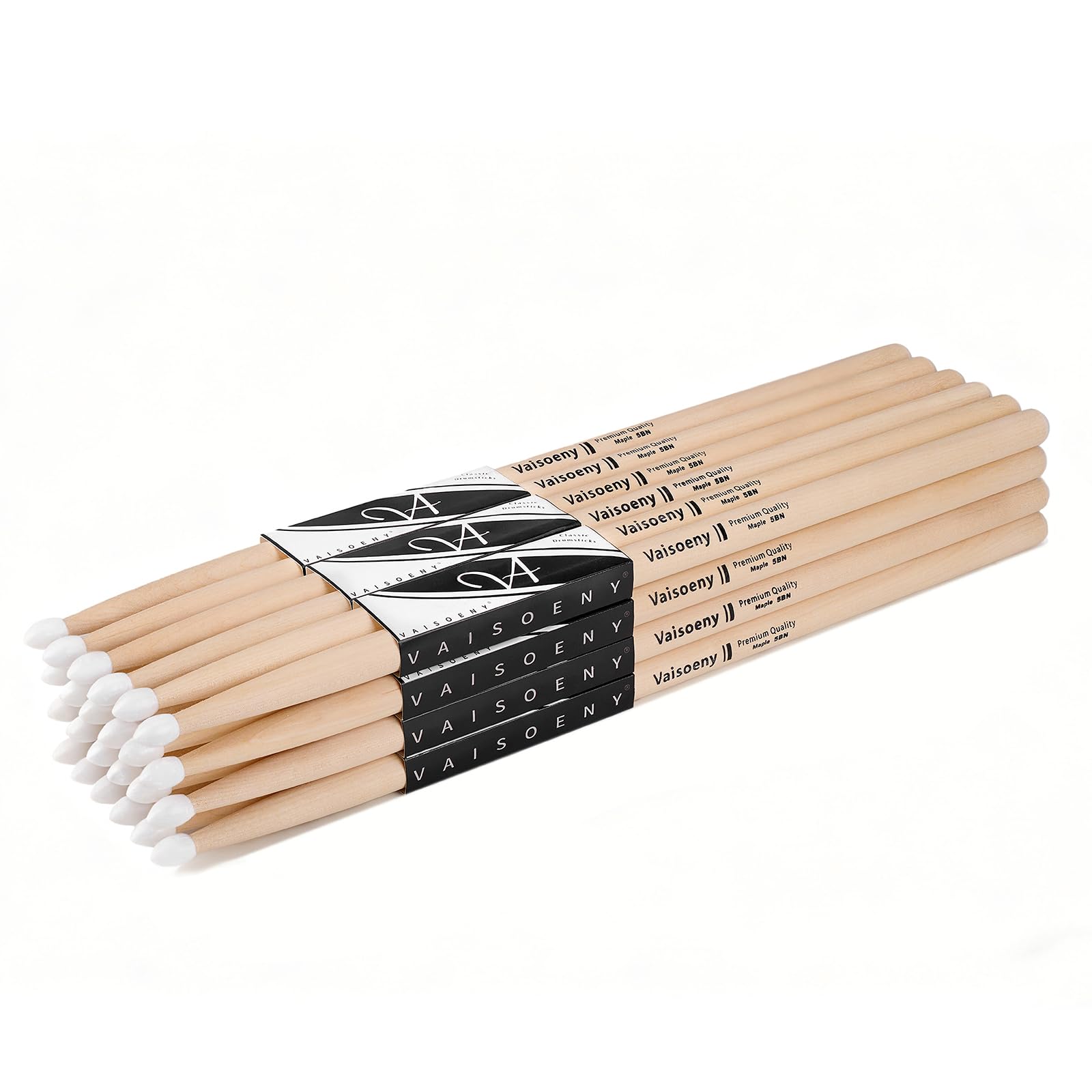 Bacchette per batteria 5B, con punta in nylon, set di bacchette per batteria acustica o batteria elettronica, con punta ovale in nylon, per batteristi e principianti (12 paia)