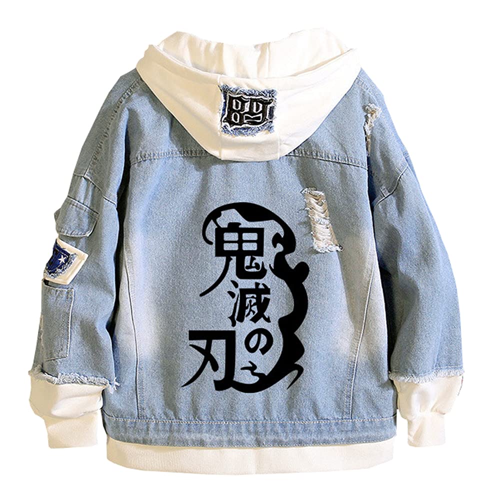 NECHARIUnisex Denim Jacket Hoodie Sweater Sweatshirt Pullover Hooded for Adults Teens