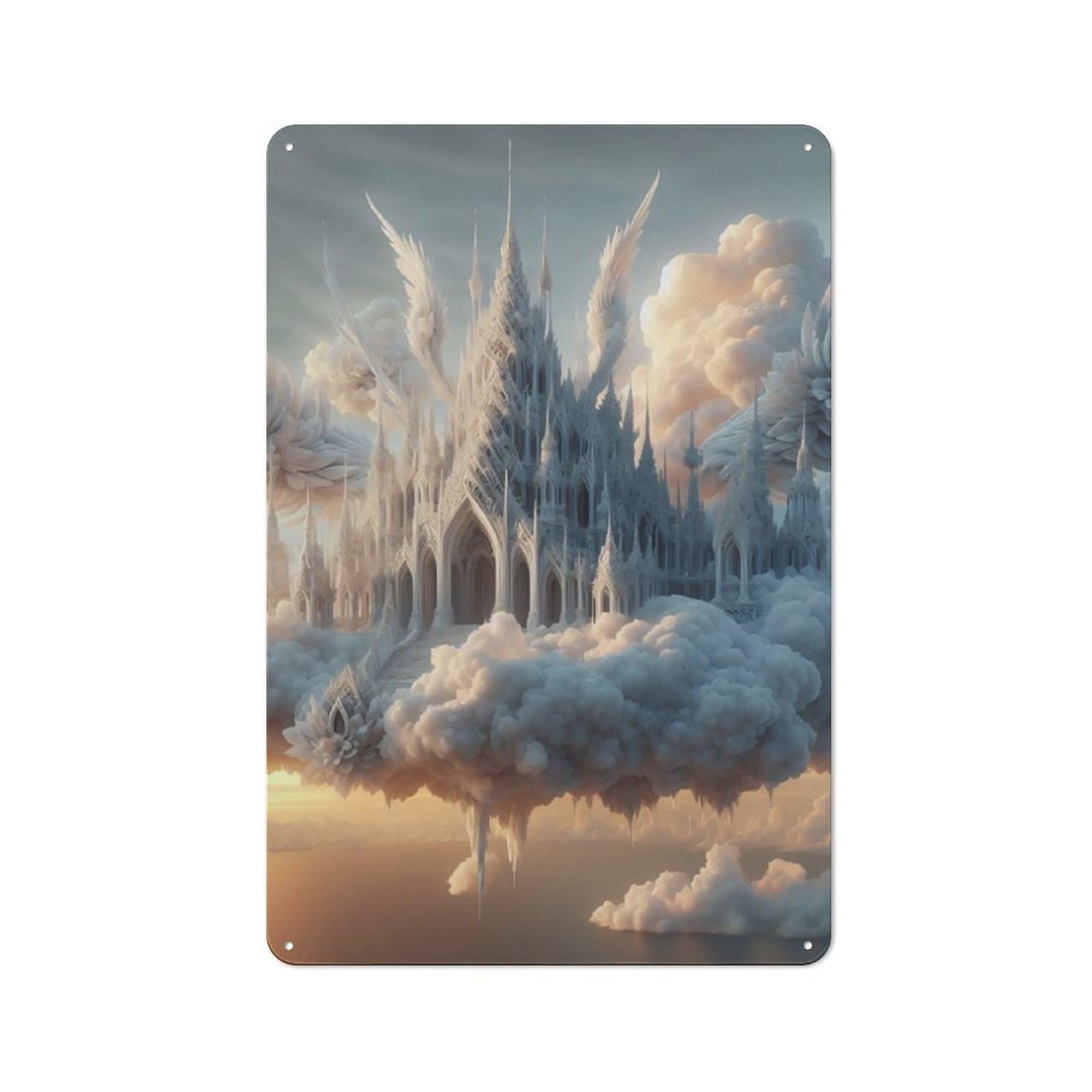 Junmoney Floating Castle In The Clouds Tin Wall Plaque 30X20cm With For Hobby Room Or Studio, For Metal Sign Collectors, For Kitchen And Home Bar Decor