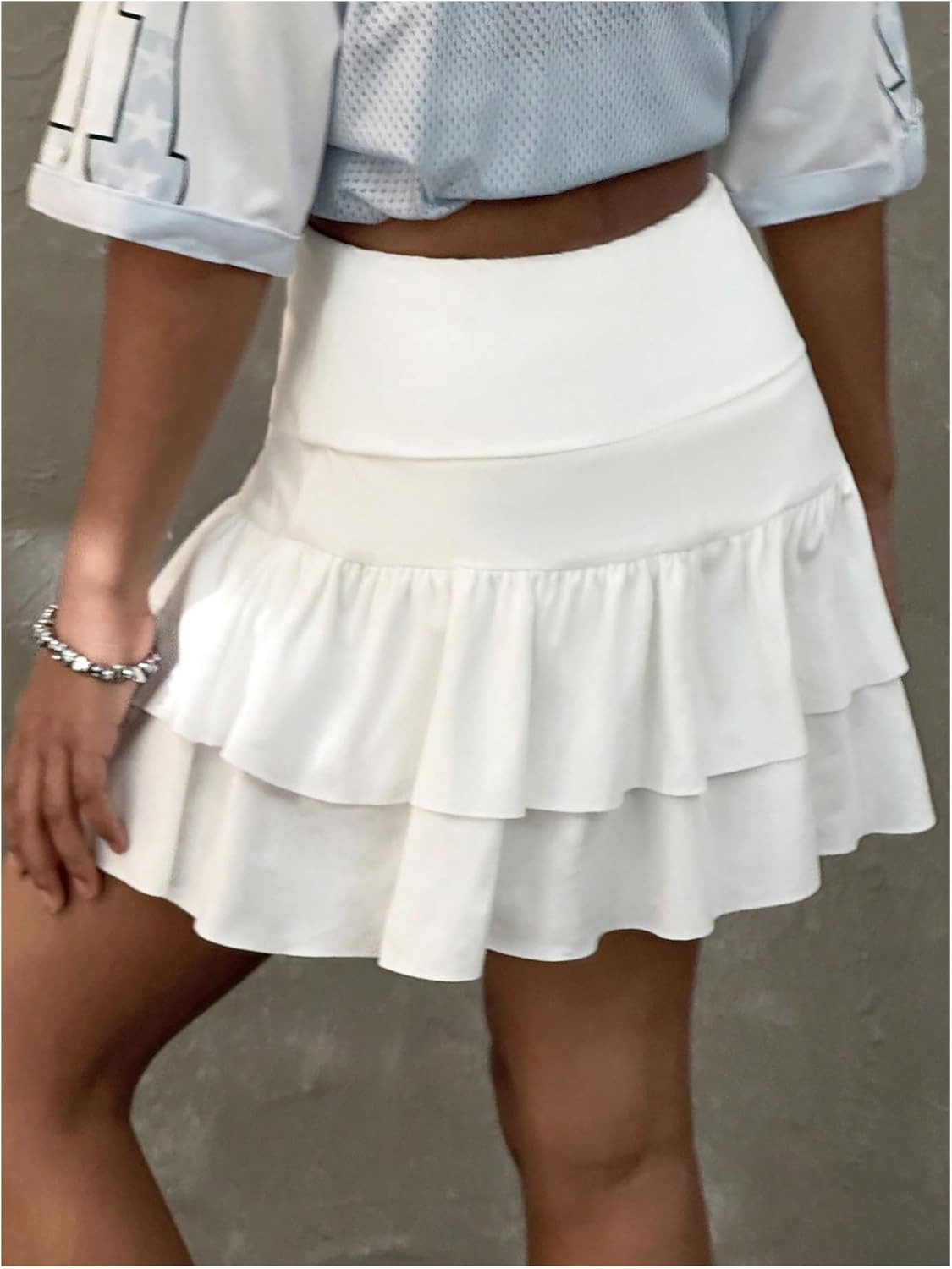 SHENHE Girl's Ruffle Mini Skirt Tiered Layered High Waist Cute A Line Flare Skirt - Image 2