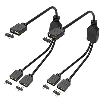 SDTC Tech 2 Pack 1-to-2 Female to Female ARGB Splitter Cable 11.8 Inch | 5V 3 Pin Addressable RGB Splitter Extension Cable RGB LED Sync Cables for Extend PC Computer ARGB Fans or LED Series