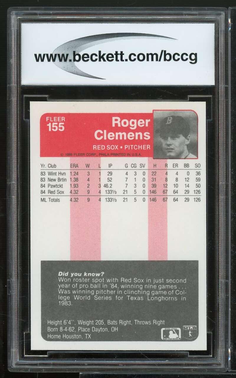 Amazon.com: 1985 Fleer #155 Roger Clemens Rookie Card BGS