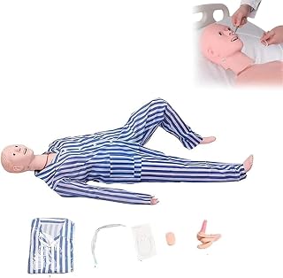 Patient Care Skills Manikin with Hospital Gown and Changing Module, Female Nursing Training Manikin, 5.3ft Life-Size Elderly Training Manikin for Patient Care Teaching