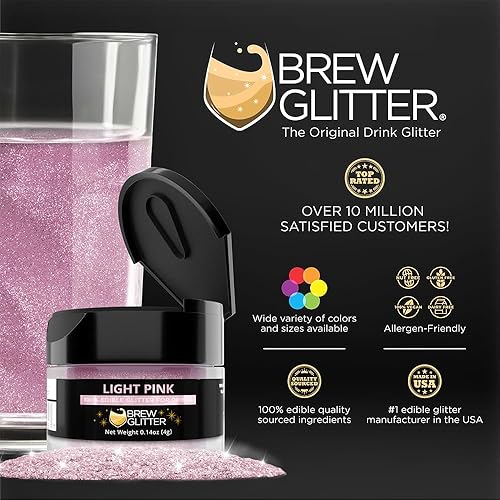 Miniatura 2 de Brew Glitter - Purpurina comestible rosa claro para bebidas, cócteles, cerveza y bebidas  1 frasco de 4g