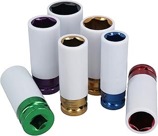 1/2in Drive Alloy Wheel Nut Deep Impact Sockets 17mm - 27mm 6 Point 7pc Set