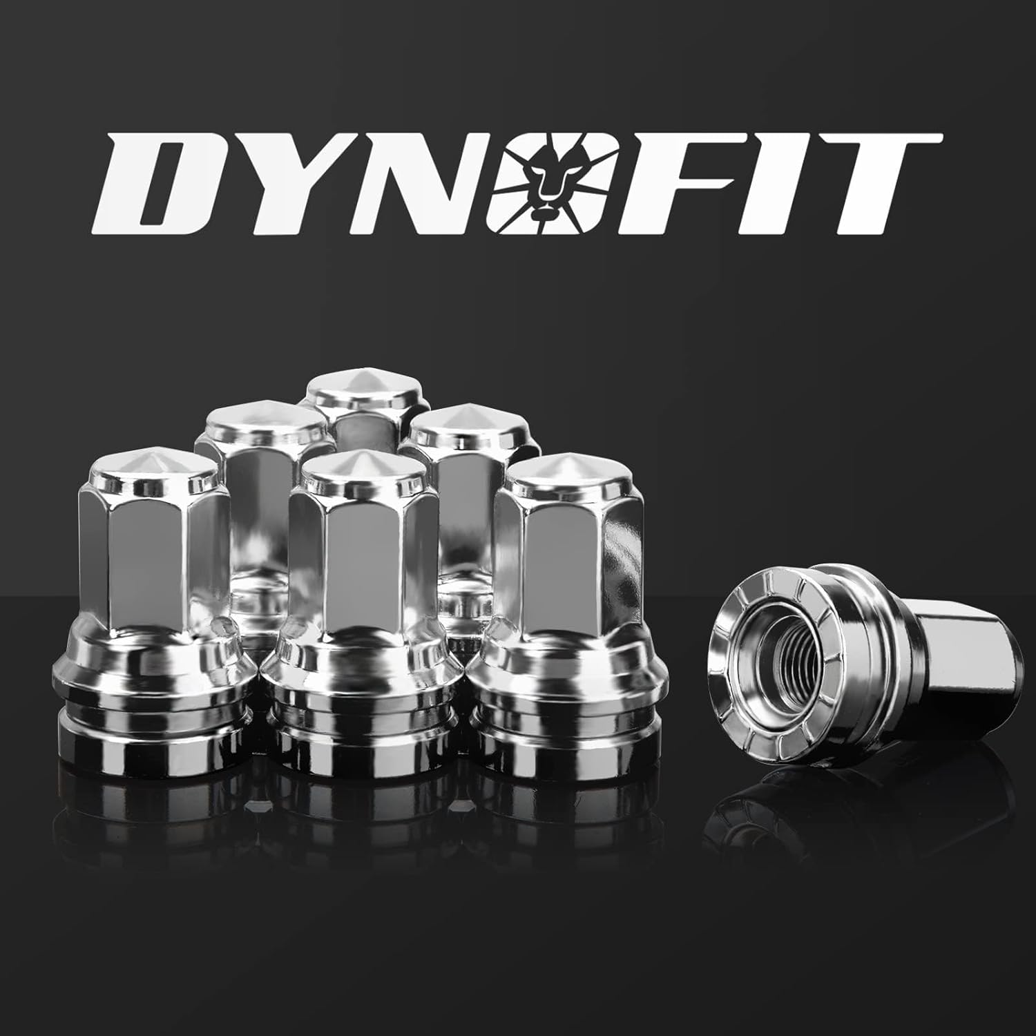 DYNOFIT 14mmx1.5 OEM/Stock Lug Nuts Compatible with 2017-2022 Ford F-250 & F-350, 32 Pack HEX21mm (13/16") One-Piece Design Factory Chrome Wheel Lug Nuts HCPZ-1012-B HCPZ-1012-A