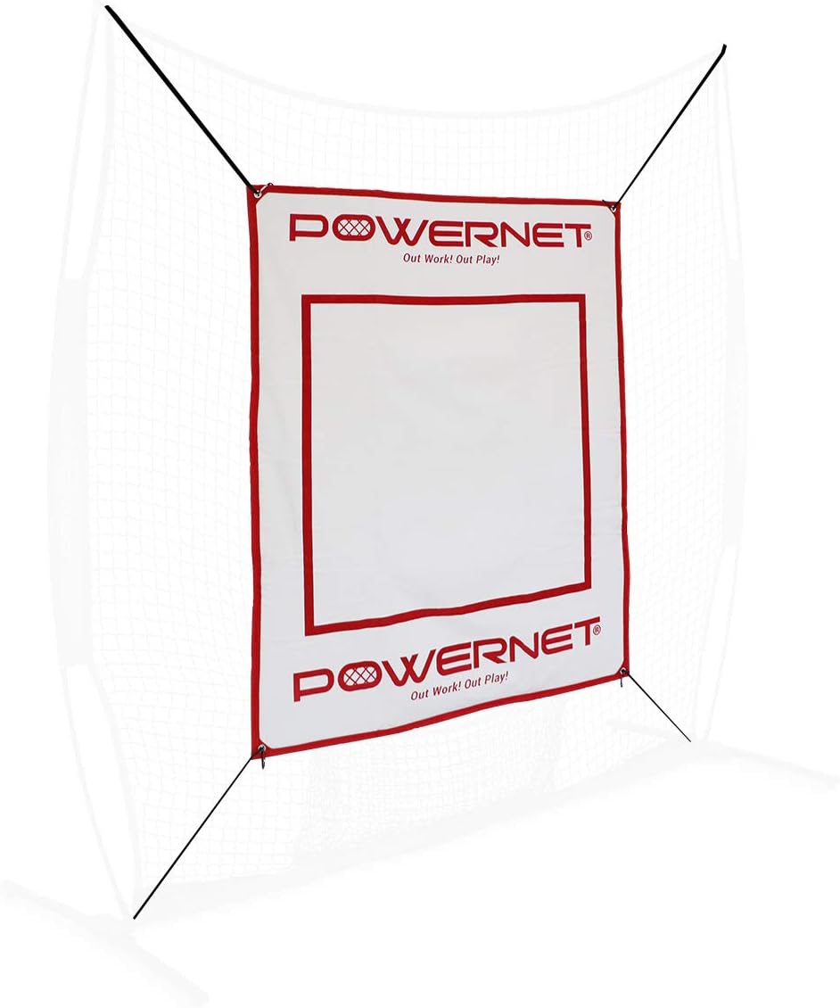 PowerNet Power Pad Canvas Batting Pitching Backstop for Baseball Softball | 46" x 59" Protection Area with Red Strike Zone | 1/4" High Density Foam Padding | Perfect for Cages or on Hitting Net : Sports & Outdoors