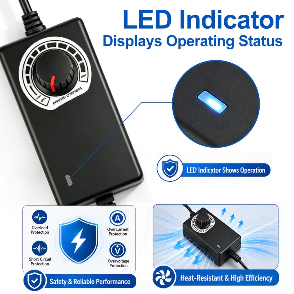 Kontroler prędkości wentylatora, 3-12V 2A Adapter Kabel 1 do 4 PC Regulator Temperatury Wentylator Wentylator Pompa Silnik Ochrona Przeciążenia
