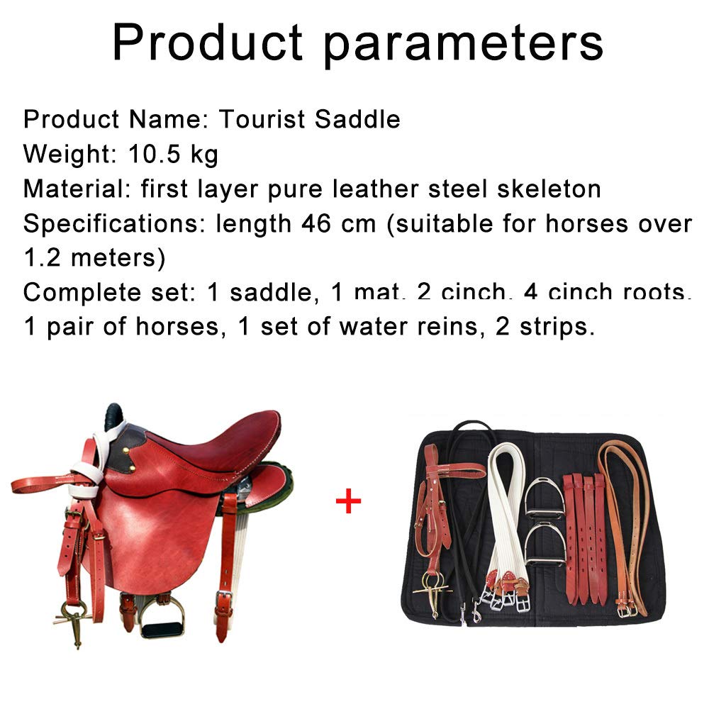 Cavallo da Sella Turisti con Maniglie con Sella in Cuoio Sella Esercito Sella Cavallo da Sella Completo Forniture Equestri,Brown
