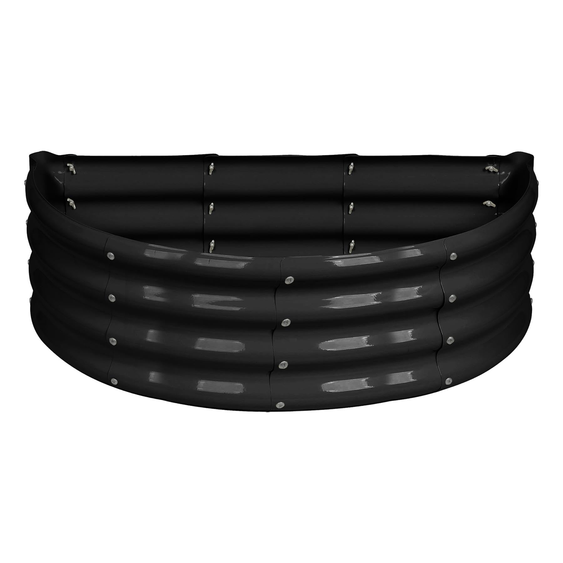 Harbour Housewares Raised Garden Bed - Anthracite - 95 x 45cm - Semi-Circle - Bottomless Galvanised Steel Metal Planter Box for Growing Outdoor Plants, Vegetables, Flowers and Herbs