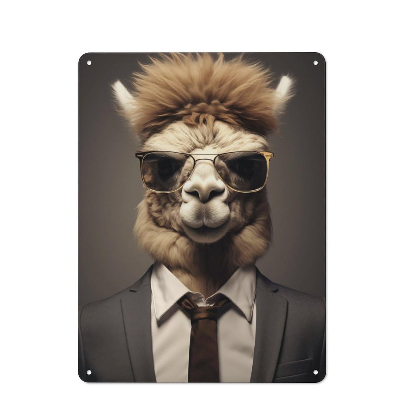 Junmoney Alpaca Funny Animal Rustic Metal Sign 40X30cm For Hobby Room Or Studio, For Kitchen, Dining Room And Home Bar Wall Decor