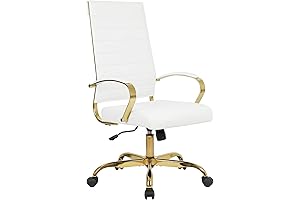 Office Chair White and Gold Upholstered Faux Leather