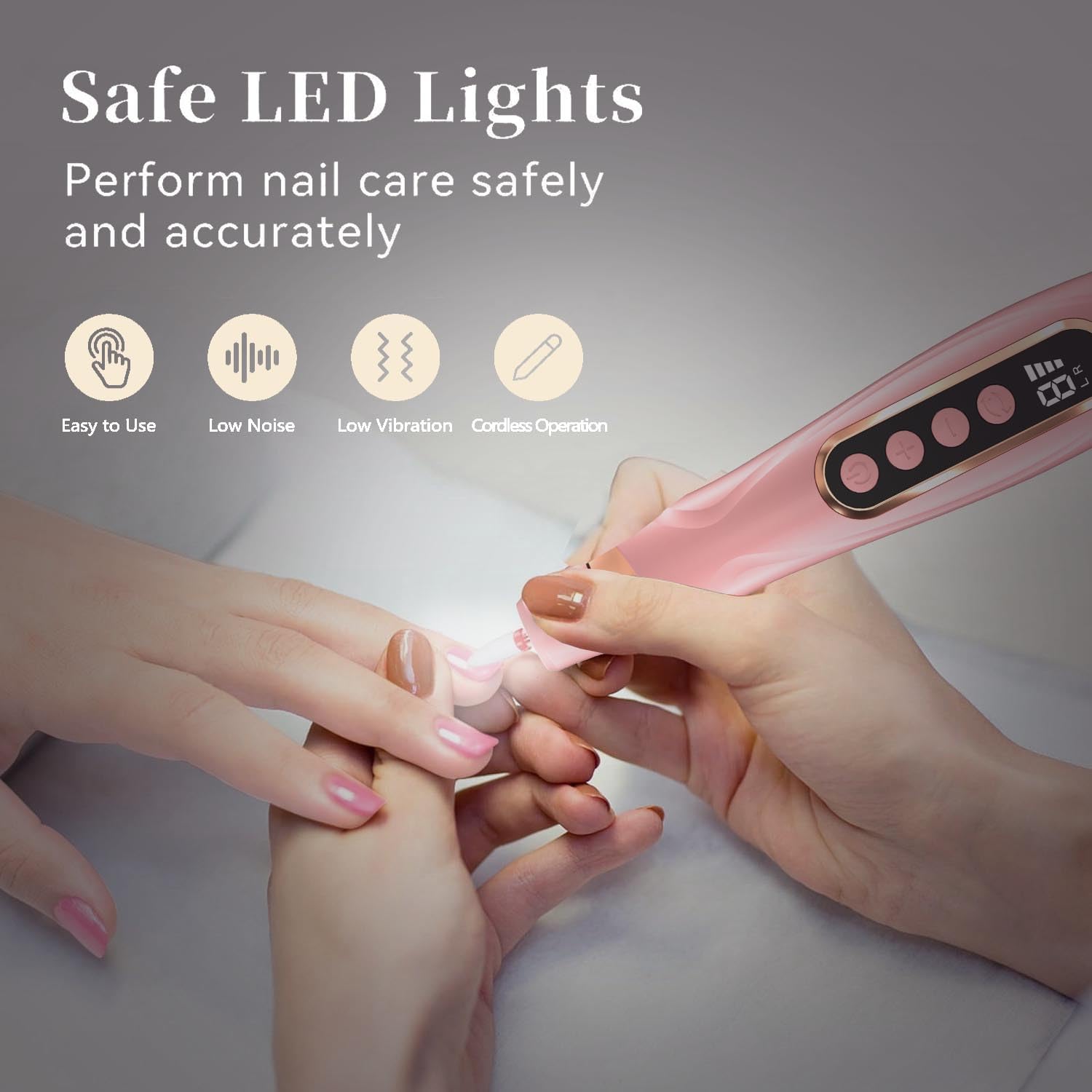Kit de manicura y pedicura profesional, juego de limas eléctricas inalámbricas, taladro de uñas inalámbrico de 6 velocidades para uñas gruesas, uñas de los pies, cutícula, cuidado de manos