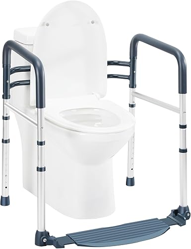 Rieles de seguridad para inodoro con reposapiés, asas de inodoro plegables y portátiles para ancianos, personas mayores, discapacitados y