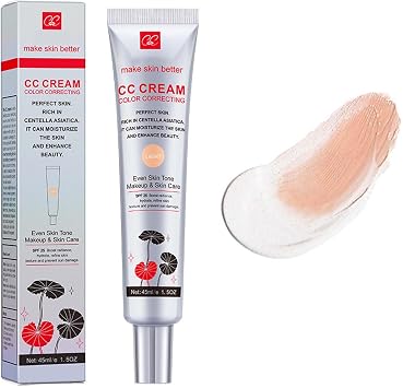 CC Cream with Centella Asiatica - SPF 25 CC Cream Foundation - Concealer Full Coverage Moisturiser Silky cream Even Skin Tone - Color Correcting Makeup Suitable for All Skin Light