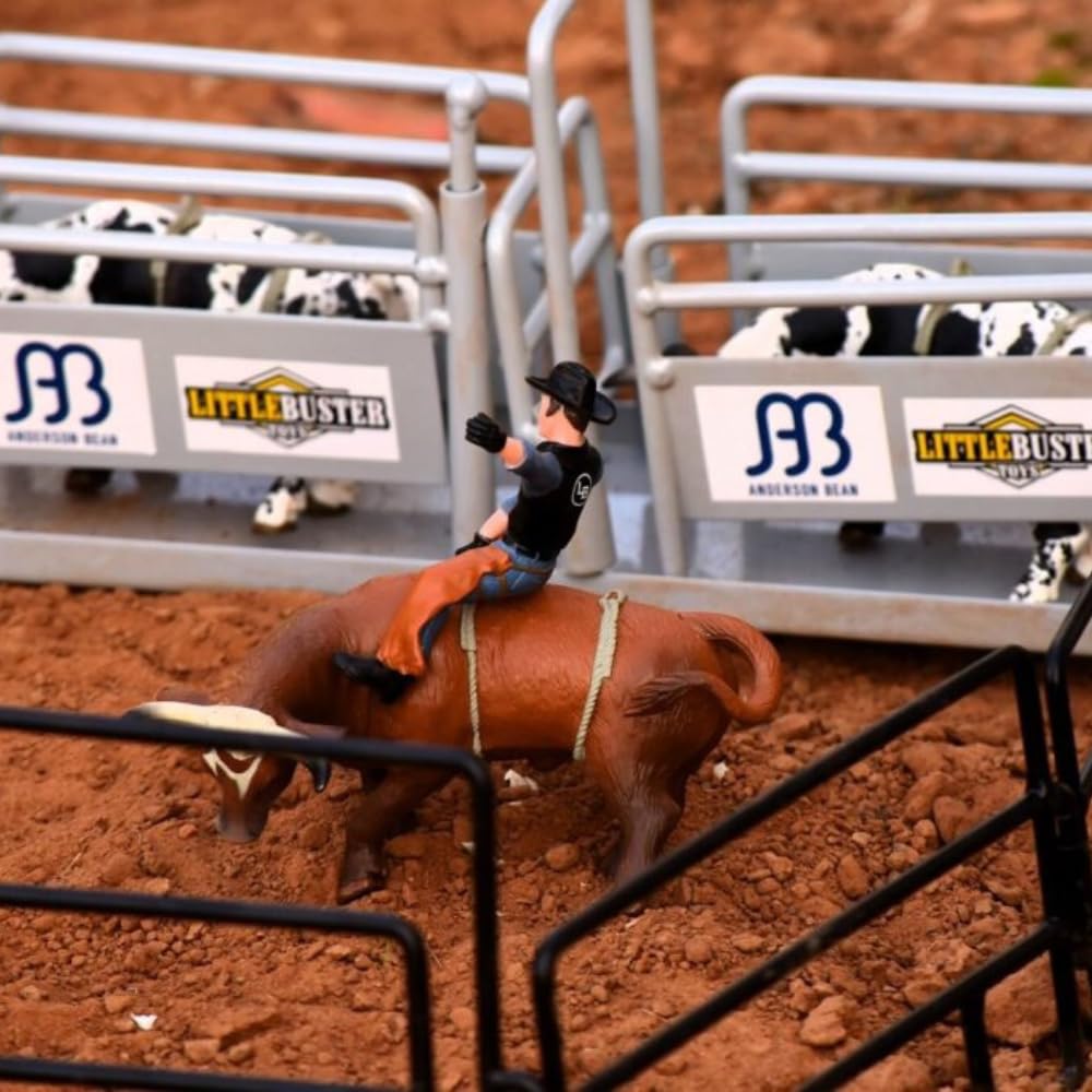 Little Buster Toys Bull Rider - Cowboy en un Brown Bucking Bull, escala 1/16