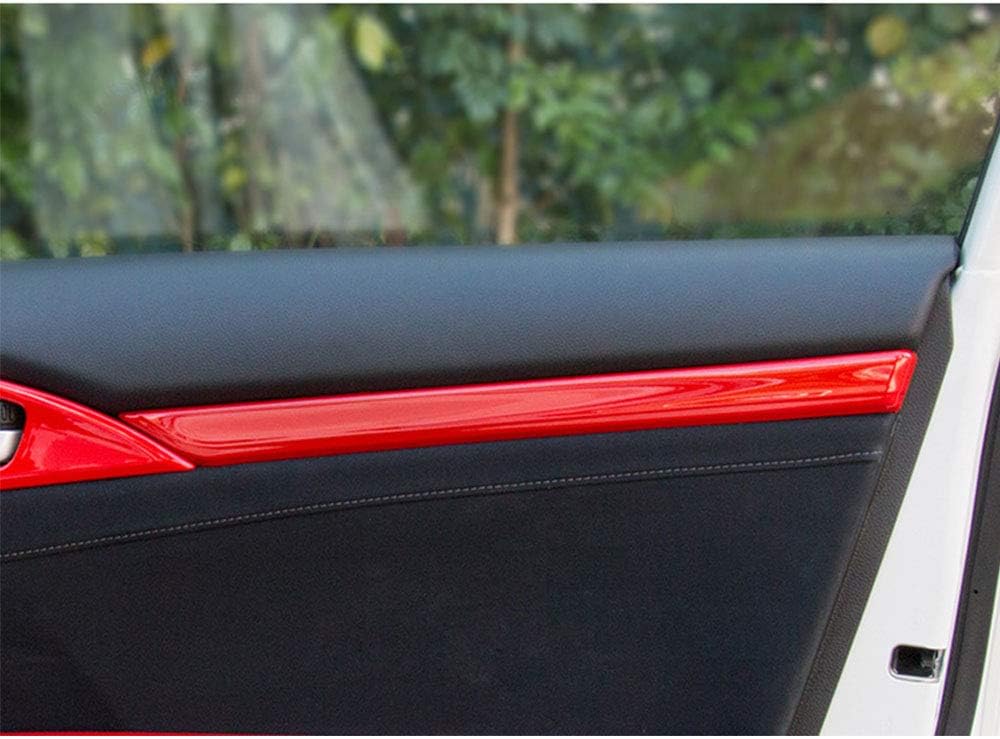 ABS Full Set of Car Armrest Window Rise Lift Control Switch Cover Door Lock Panel Moulding Strips Door Bowl Panel Trims Accessories 18Pcs for Honda 10th Civic 2016-2020 2021
