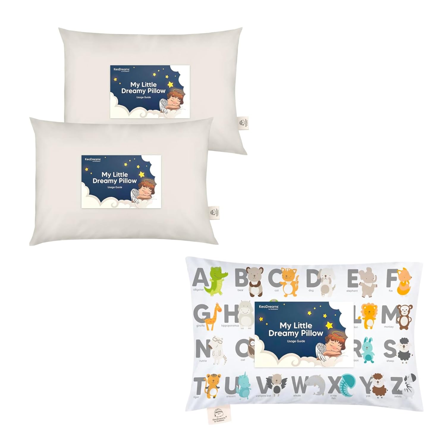 KeaBabies 2-Pack Toddler Pillow and Toddler Pillow with Pillowcase - Soft Cotton Kids Cushion for Sleeping - 13X18 Small Headrest for Kids - Cotton