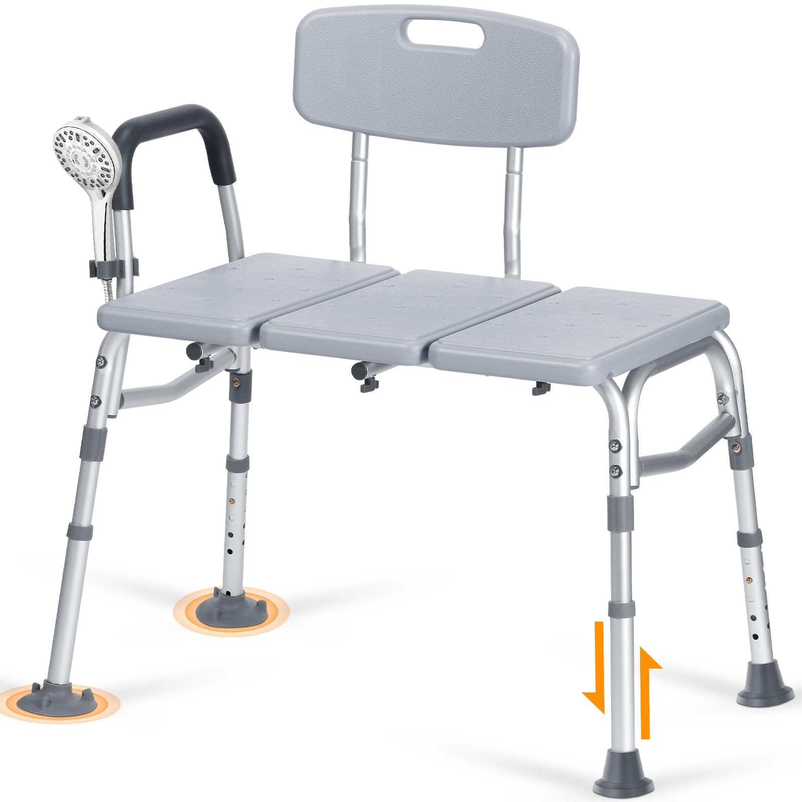 View 1 of ***MISSING HARDWARE***
Tub Transfer Bench w/Backrest for Bathtub, Height Adjustable Shower Chair