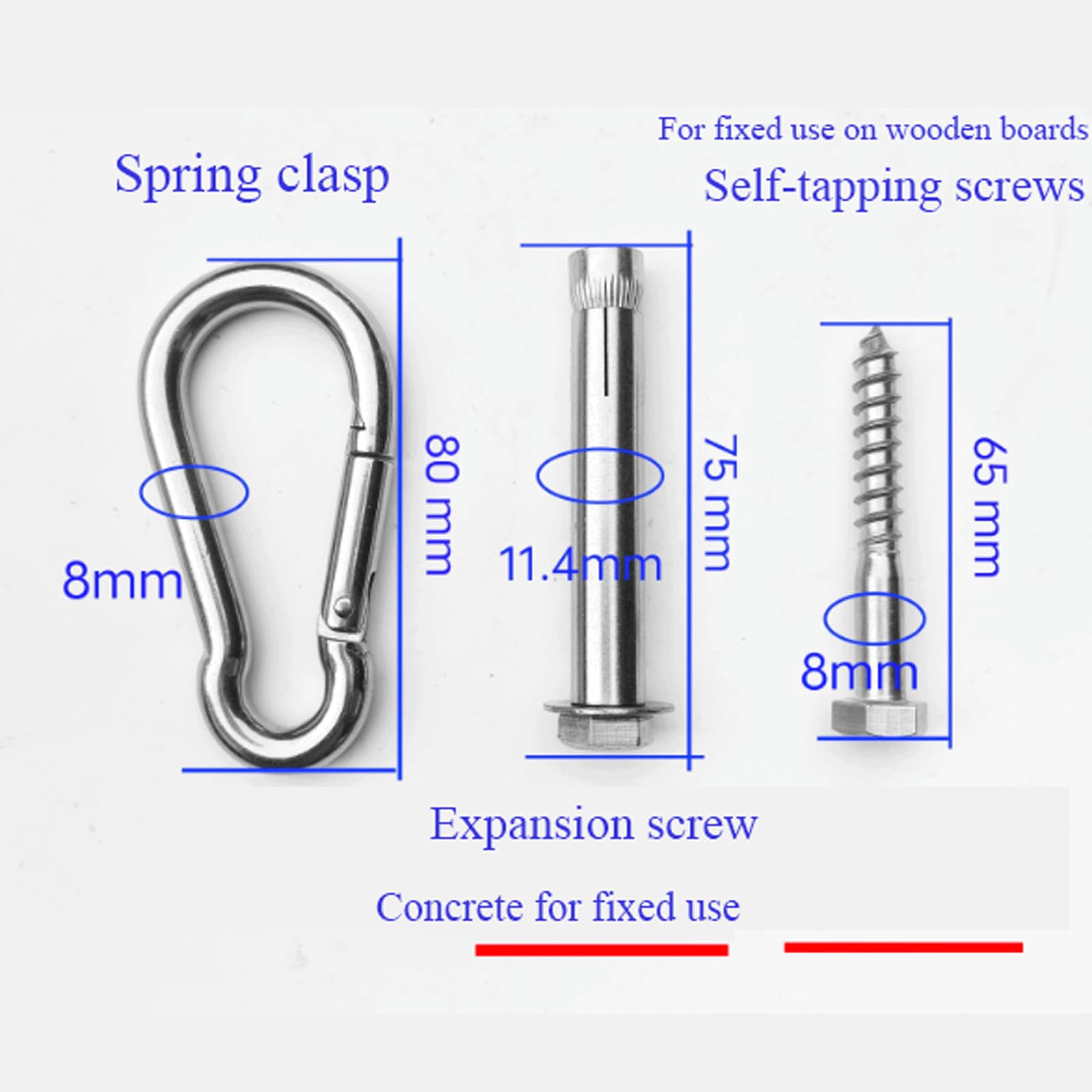 Decke angeschlossen, 1Set Hängemattenstuhlhaken(D,Self tapping screws)