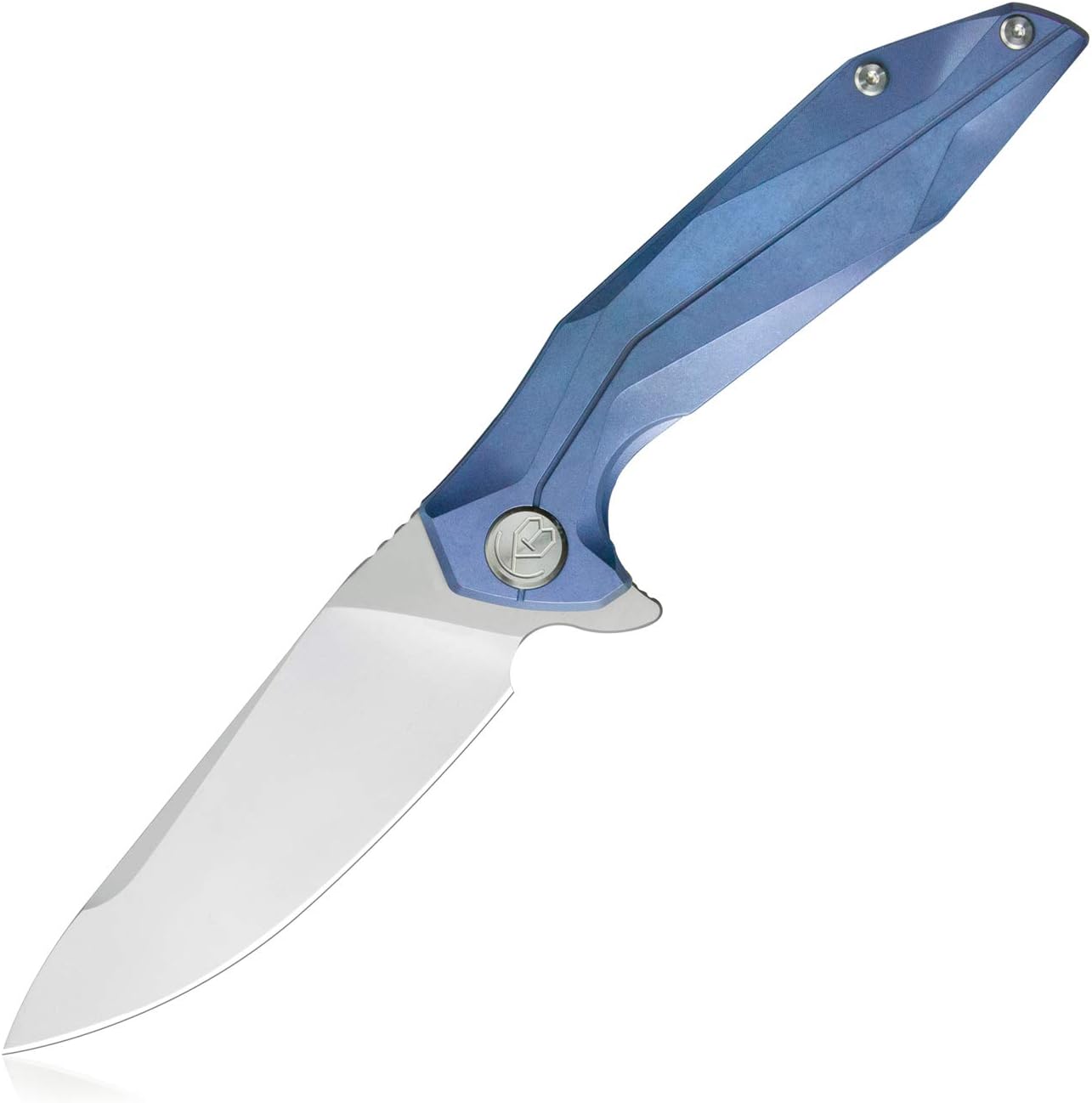 KUBEY Nova KB235 Pocket Knife, Every Day Carry Folding Knife Tool with 3.7-Inch Drop Point Blade and Titanium Handle with Frame Lock Mechanism for Hiking Hunting and Survival