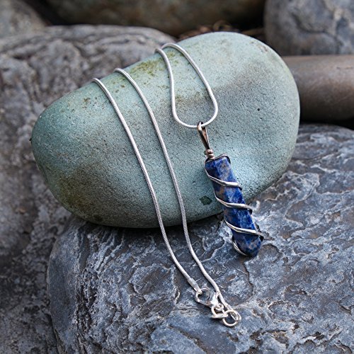 Raw Sodalite Crystal Pendant Necklace For Intuition Sixth Sense