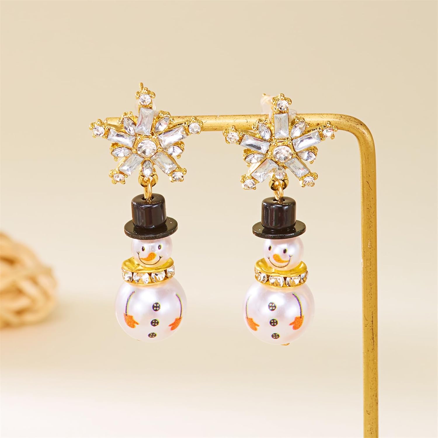 Christmas Snowman Earrings for Women Dainty Glitter Crystal Snowflake Stud Earrings Santa Hat Snowman Drop Dangle Earring Festive Holiday Christmas Jewelry - Image 6