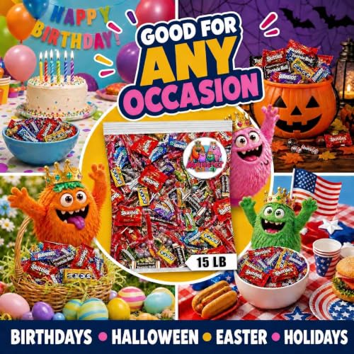 Image of Party Favor Candy Mix - 15 lb Stuffers Candy Bulk - Goodie Bag Stuffers for Kids Party Favors - Candy Variety Pack - Bulk Candy Bags - Bulk Candy Individually Wrapped Candies - Parade Candy - July 4th