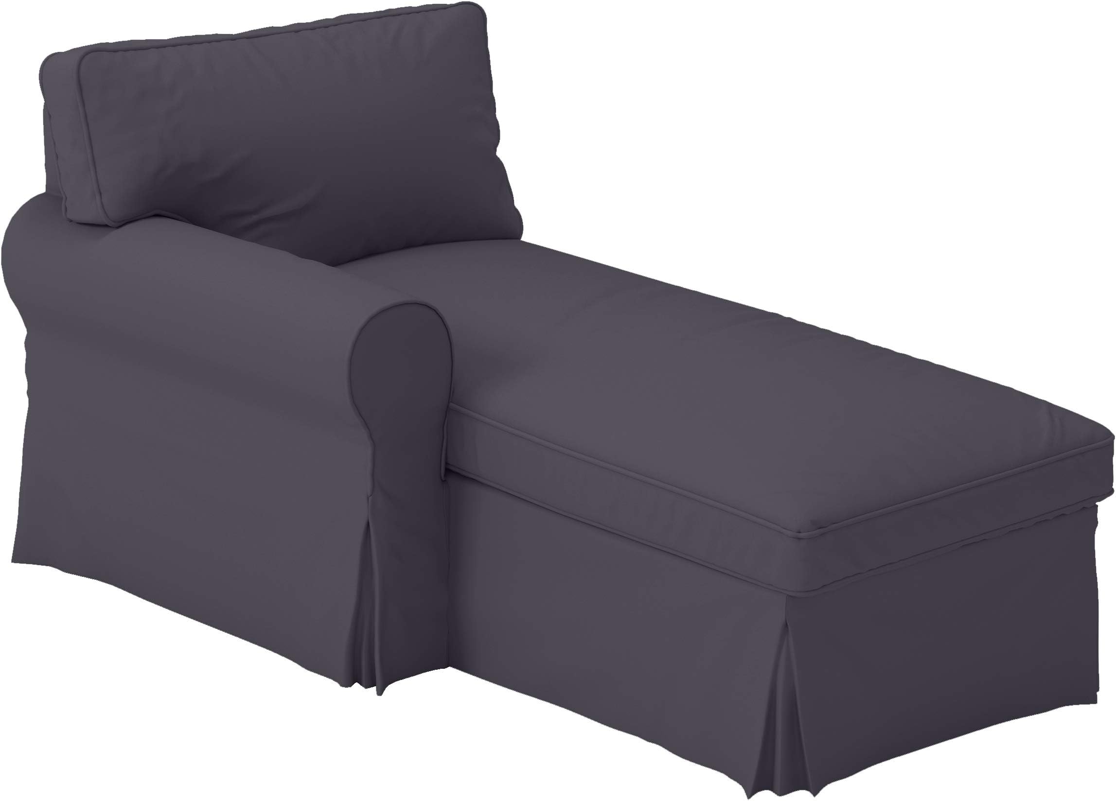 The Gray Ektorp Chaise with ARM Cover Replacement is Custom Made Compatible for IKEA Ektorp Chaise Lounge with Arm Sofa Slipcover. (ARM on The Left)