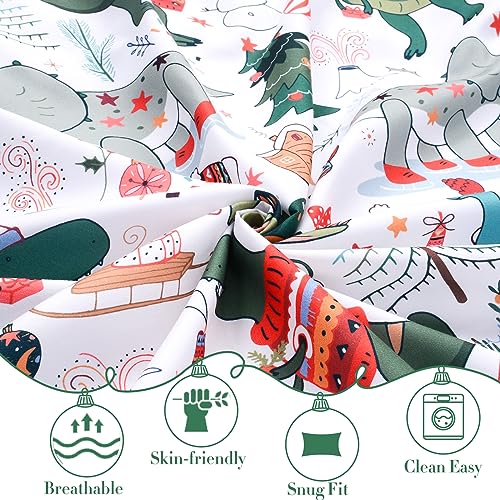 Image of JISEN Baby Crib Sheet 1 Piece Portable Fitted Crib Sheet for Standard Crib and Toddler Mattresses Nursery Bed Decor for Boys Girls 28x52 Christmas Dinosaurs