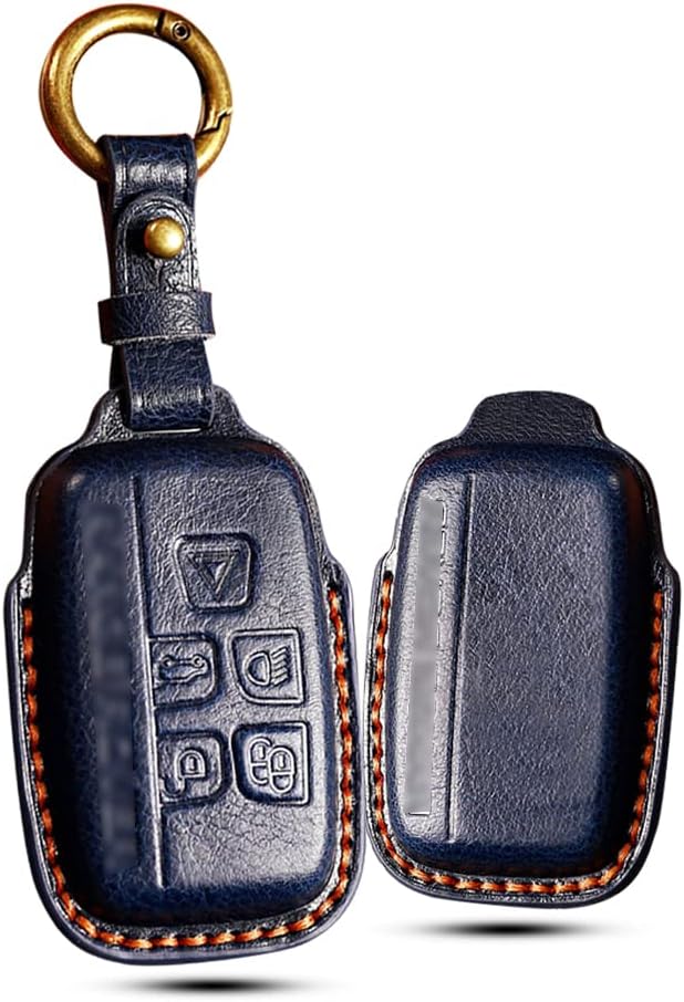 HIBEYO Smart Remote Key Fob Case Cover for Land Rover Defender Discovery Sport LR2 LR3 LR4 Range Rover Sport EVOQUE and Jaguar XF XJ XJL XE F-PACE F-Type Accessories-Blue