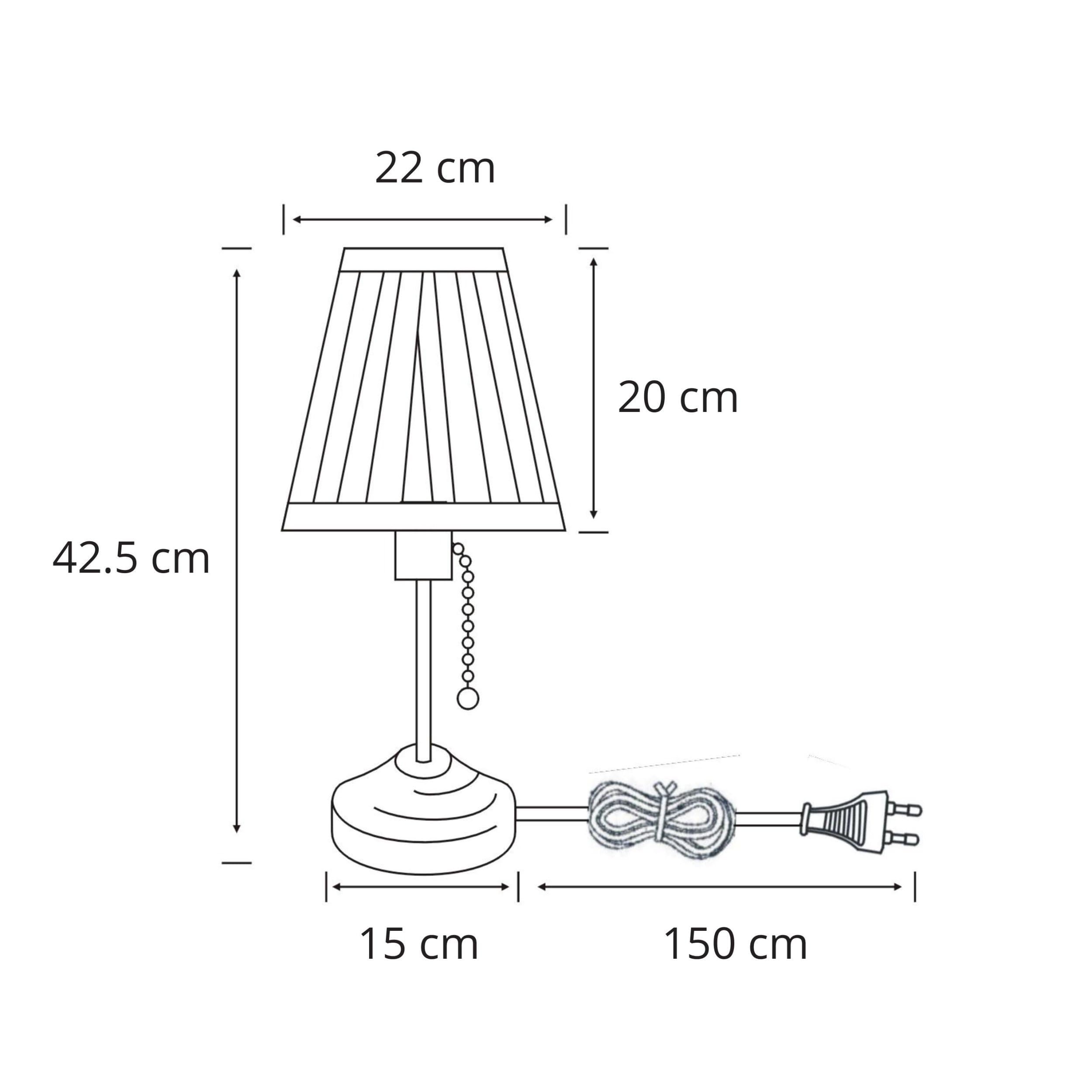 Lámpara de mesa para bombilla LED, tela y metal en acabado blanco, con cable y enchufe, mesita de noche y luz auxiliar para salón y dormitorio