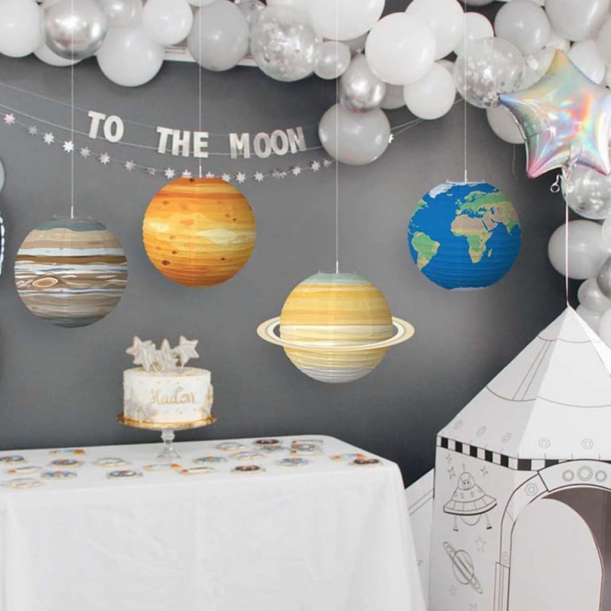 Linterna de Papel Decorativa Planetas, Fiesta Temática Espacial