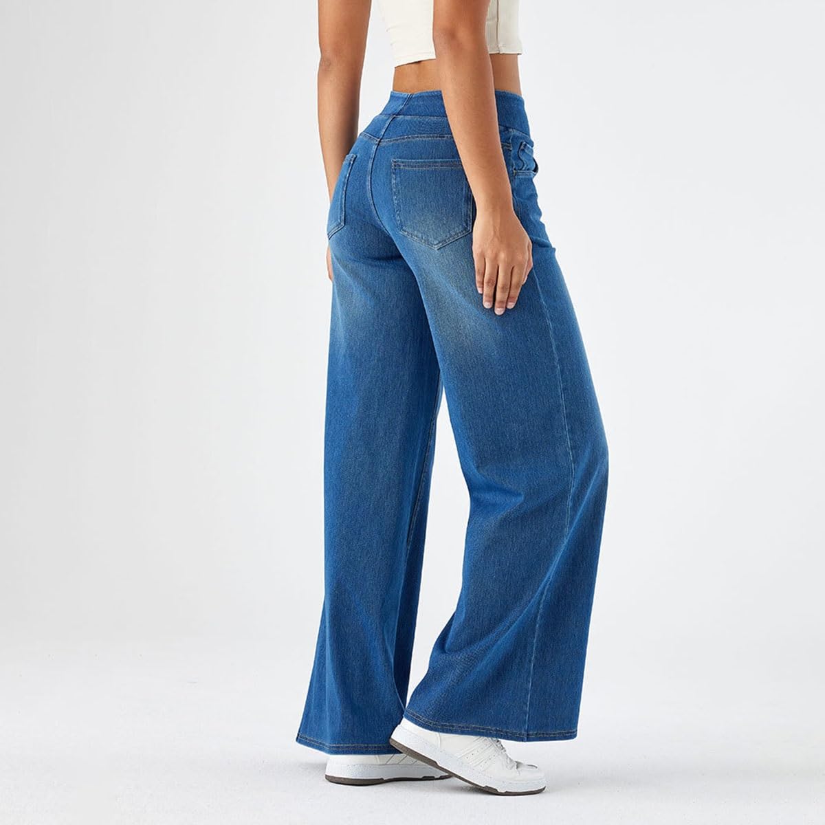SIYAN Pantalones vaqueros de cintura alta para mujer, leggings elásticos, leggings de corte bootcut acampanado, pantalones elásticos push-up con curvas, vaqueros pequeños para mujer, vaqueros de