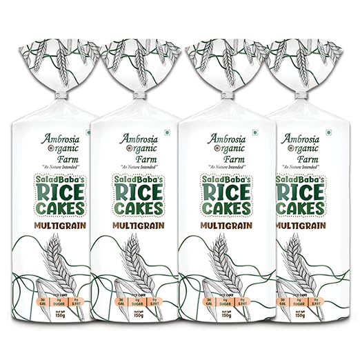 Ambrosia Organic Farm Multi Grain Rice Cakes | Biggest Pack | Vegan, All Natural, Gluten Free (Pack of 4)