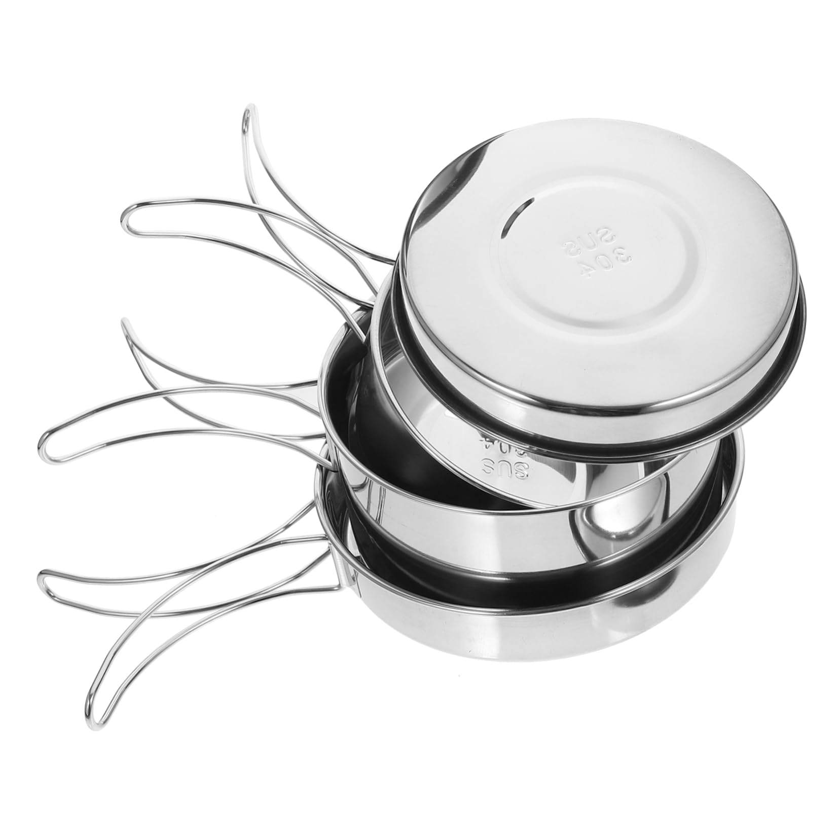 Mipcase 4-Piece Camping Cookware Set Style Stainless Steel Pot Kettle for Open Fire Essential Camping Gear