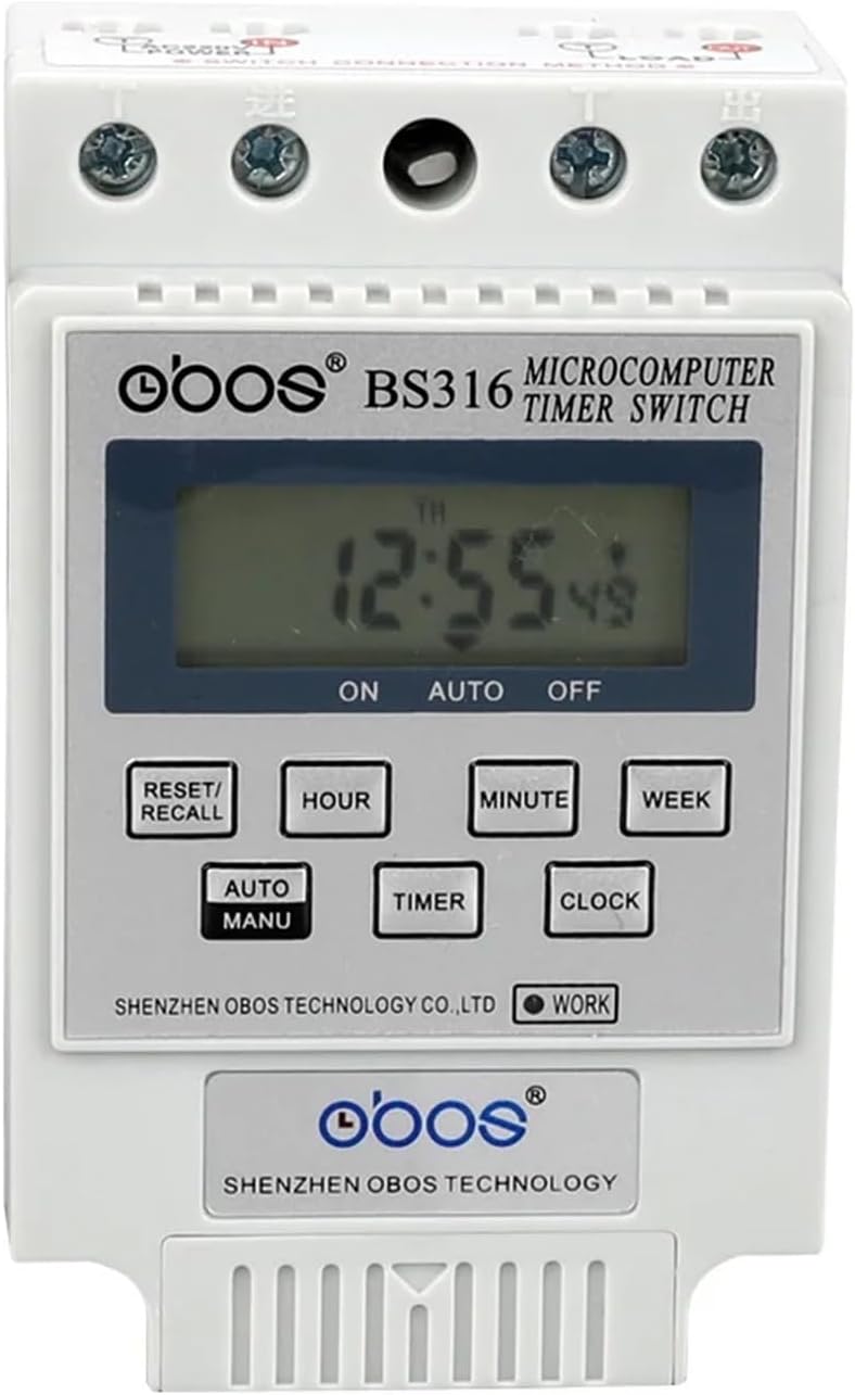220V Timer Switch Relay 24 Hours Timer Switch with 10 Times on/Off per Day time Set Range 1min-168H(White 220V)