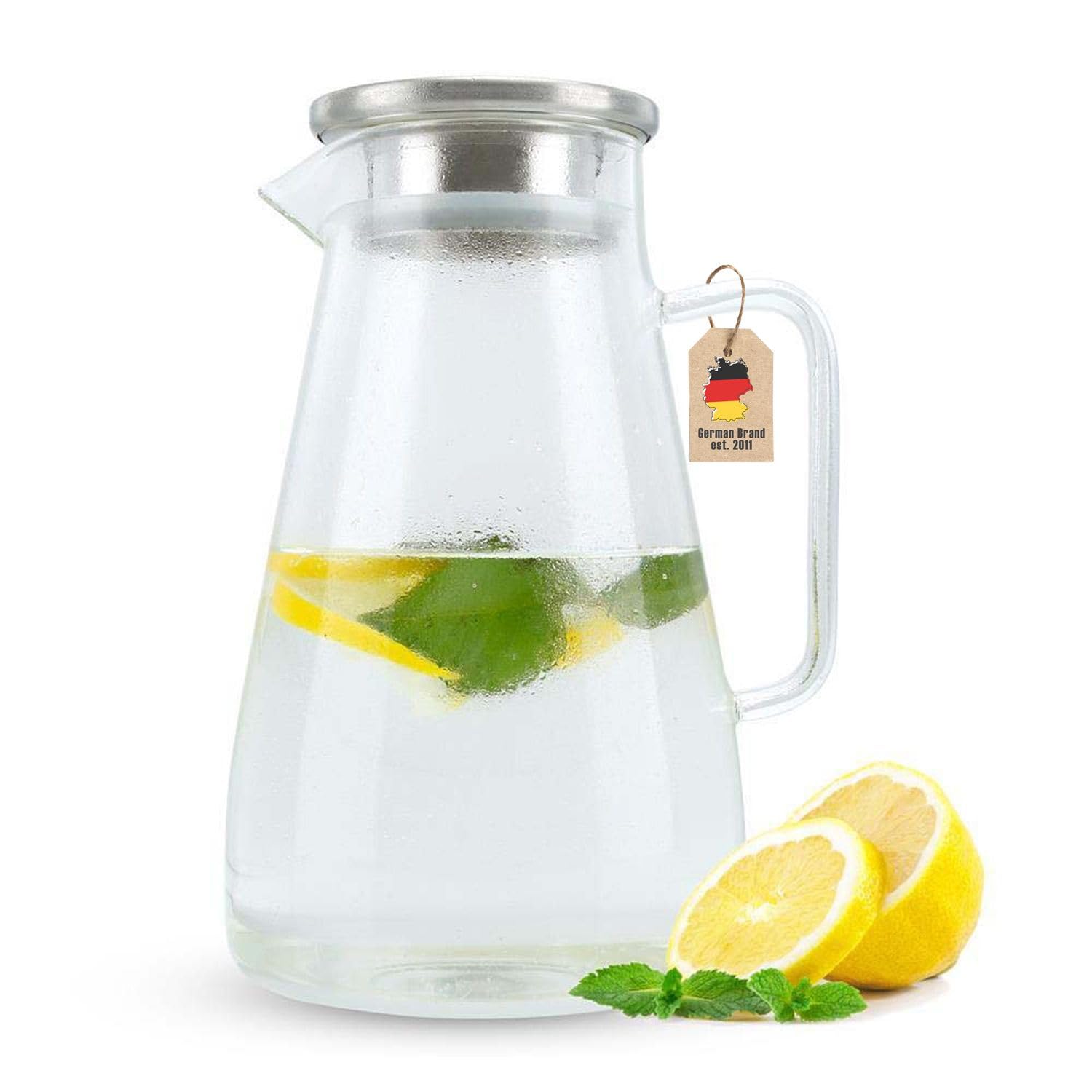Bormioli Rocco Caraffa vetro temperato (1,15Lt) con coperchio ermetico FRIGOVERRE Trasparente e Azzurro
